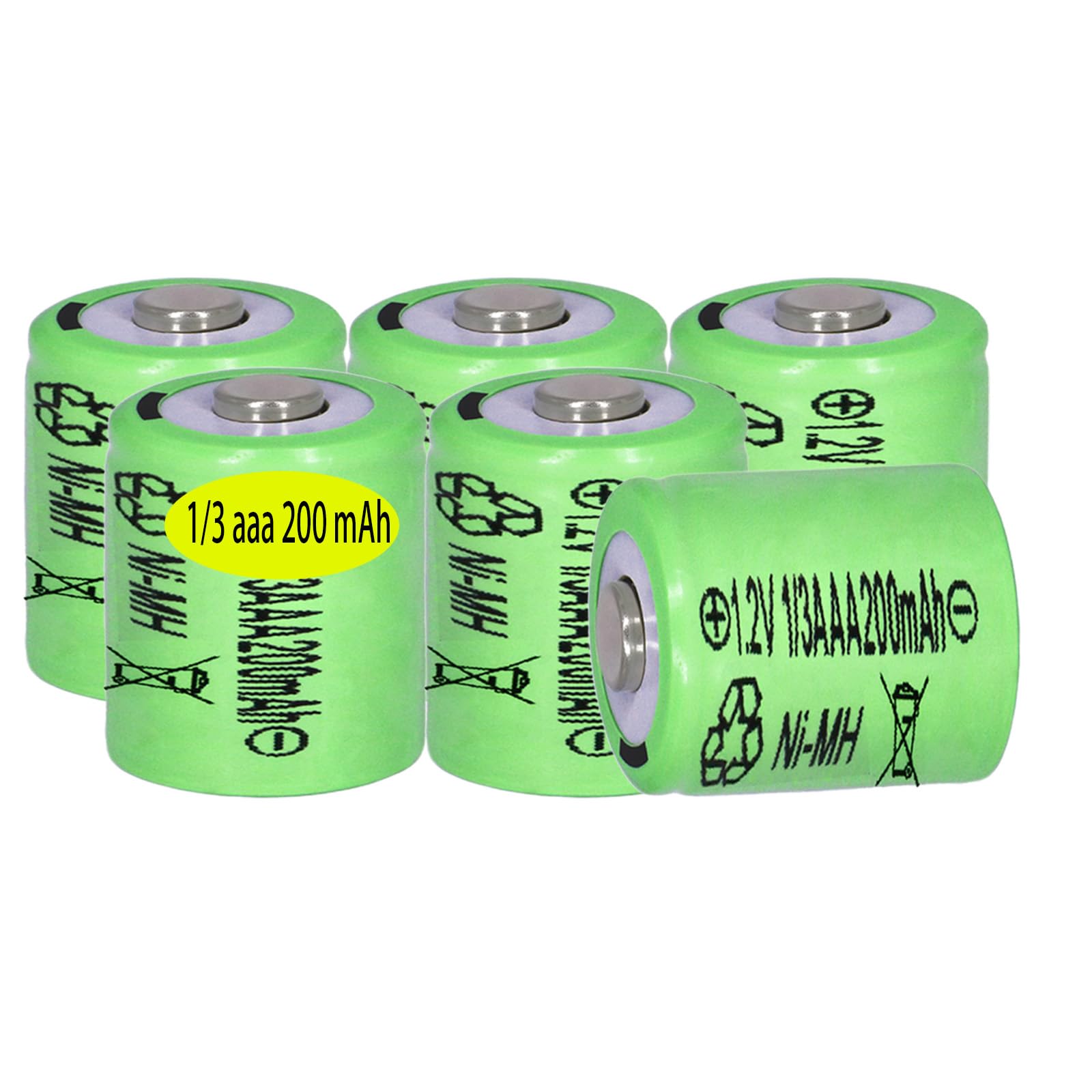 Amazon.com: Yibatopow 6 Packs 1/3aaa 200 mah 1.2v NI-MH